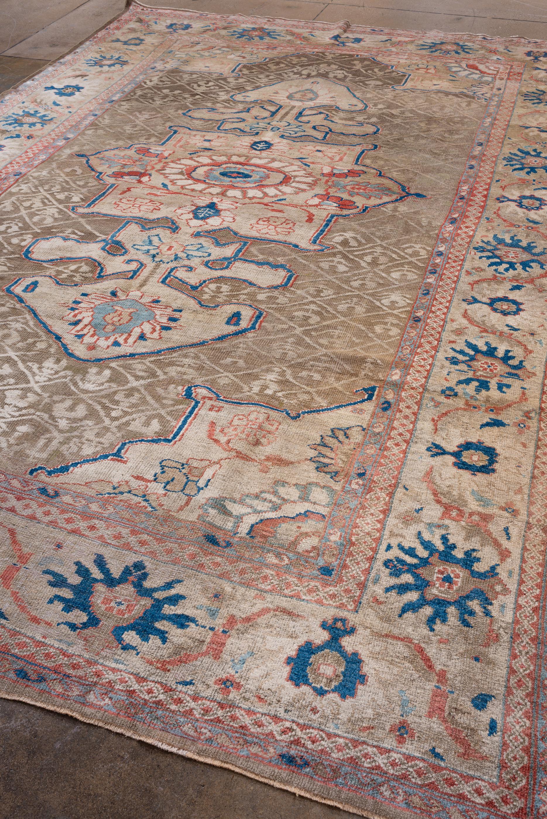 Persian Unique Antique Sultanabad Rug with Rust Field and Blue Details, Circa 1900's For Sale