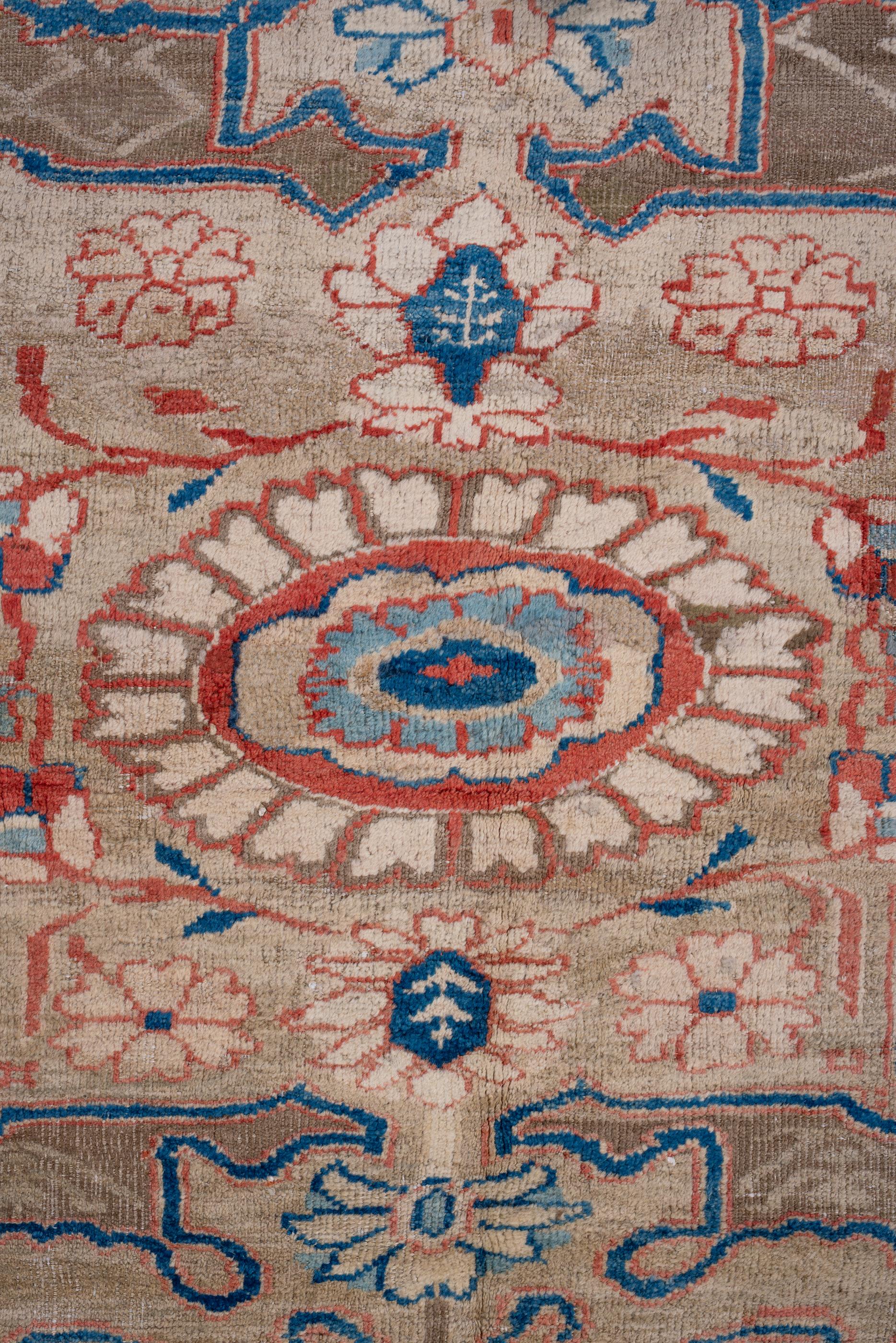 Hand-Knotted Unique Antique Sultanabad Rug with Rust Field and Blue Details, Circa 1900's For Sale