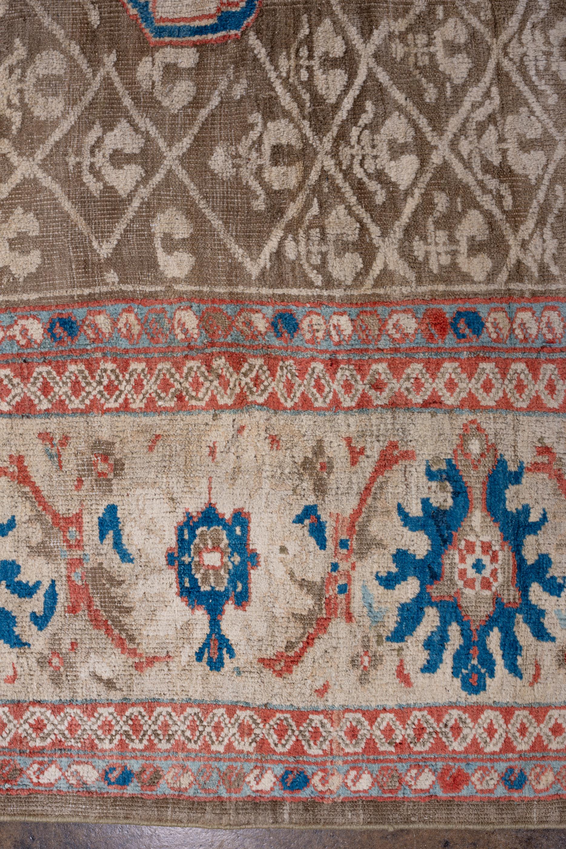 Unique Antique Sultanabad Rug with Rust Field and Blue Details, Circa 1900's In Good Condition For Sale In New York, NY