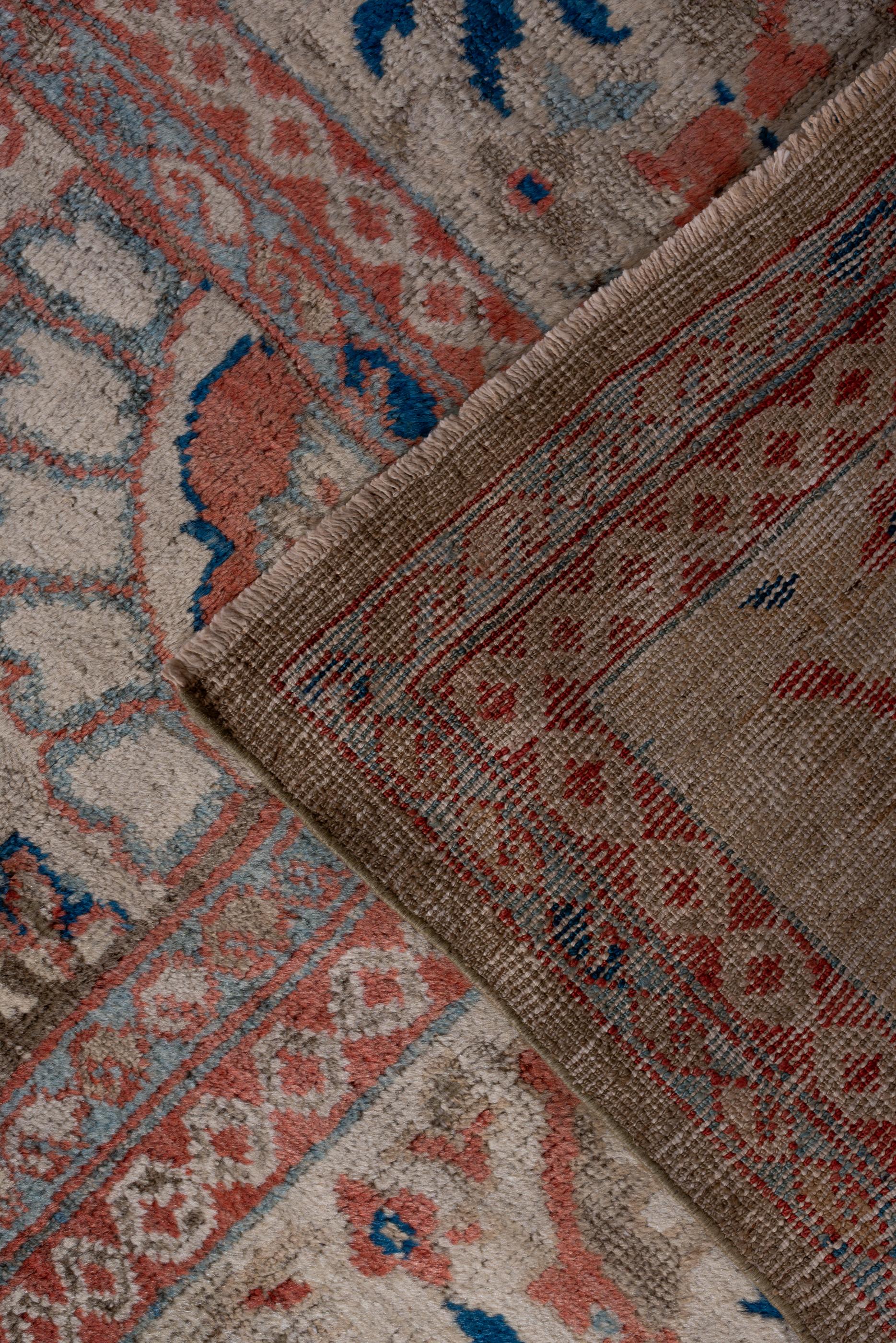 20th Century Unique Antique Sultanabad Rug with Rust Field and Blue Details, Circa 1900's For Sale