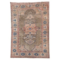 Unique Antique Sultanabad Rug with Rust Field and Blue Details, Circa 1900's