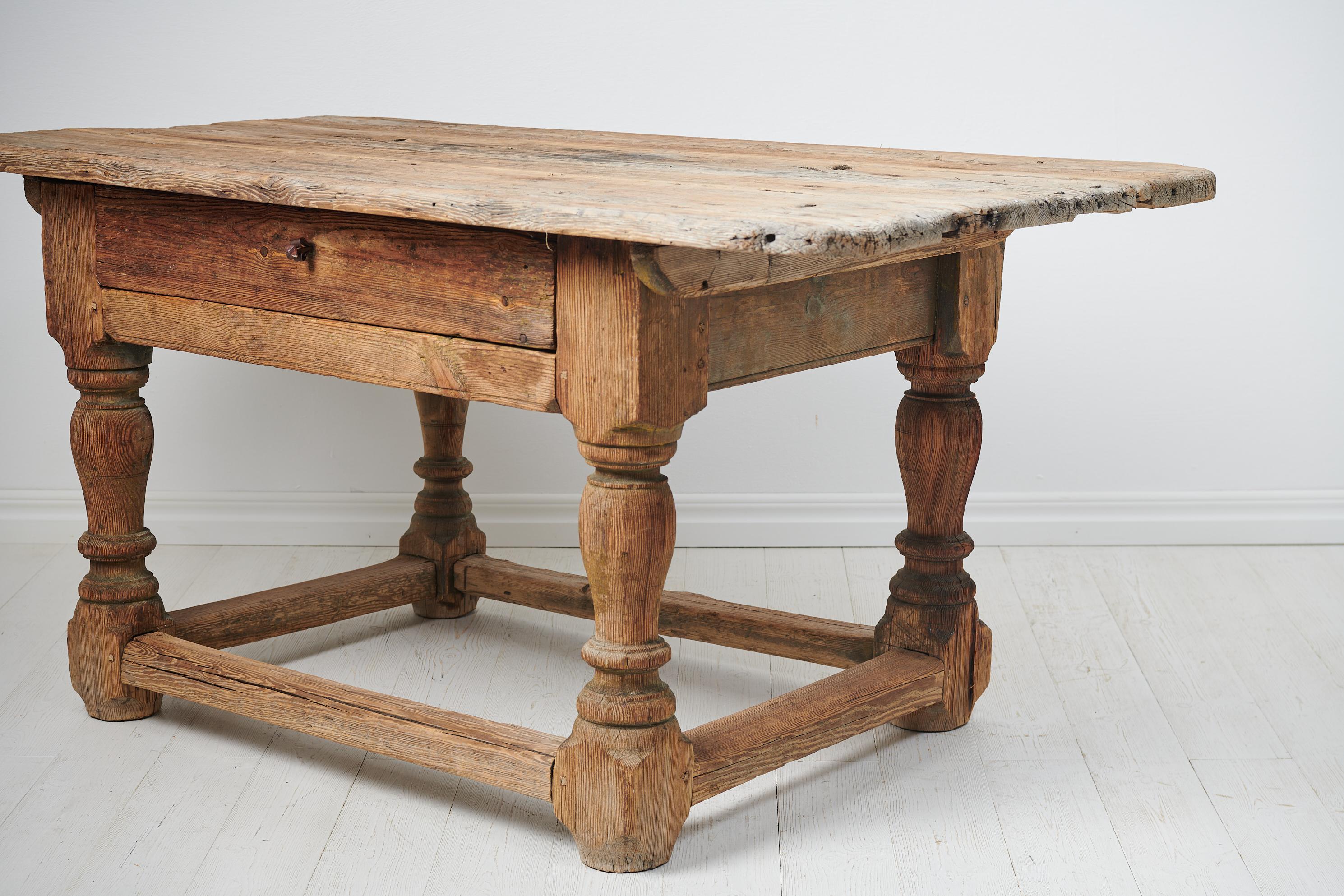 Unique Antique Swedish Rare Baroque Table In Good Condition For Sale In Kramfors, SE