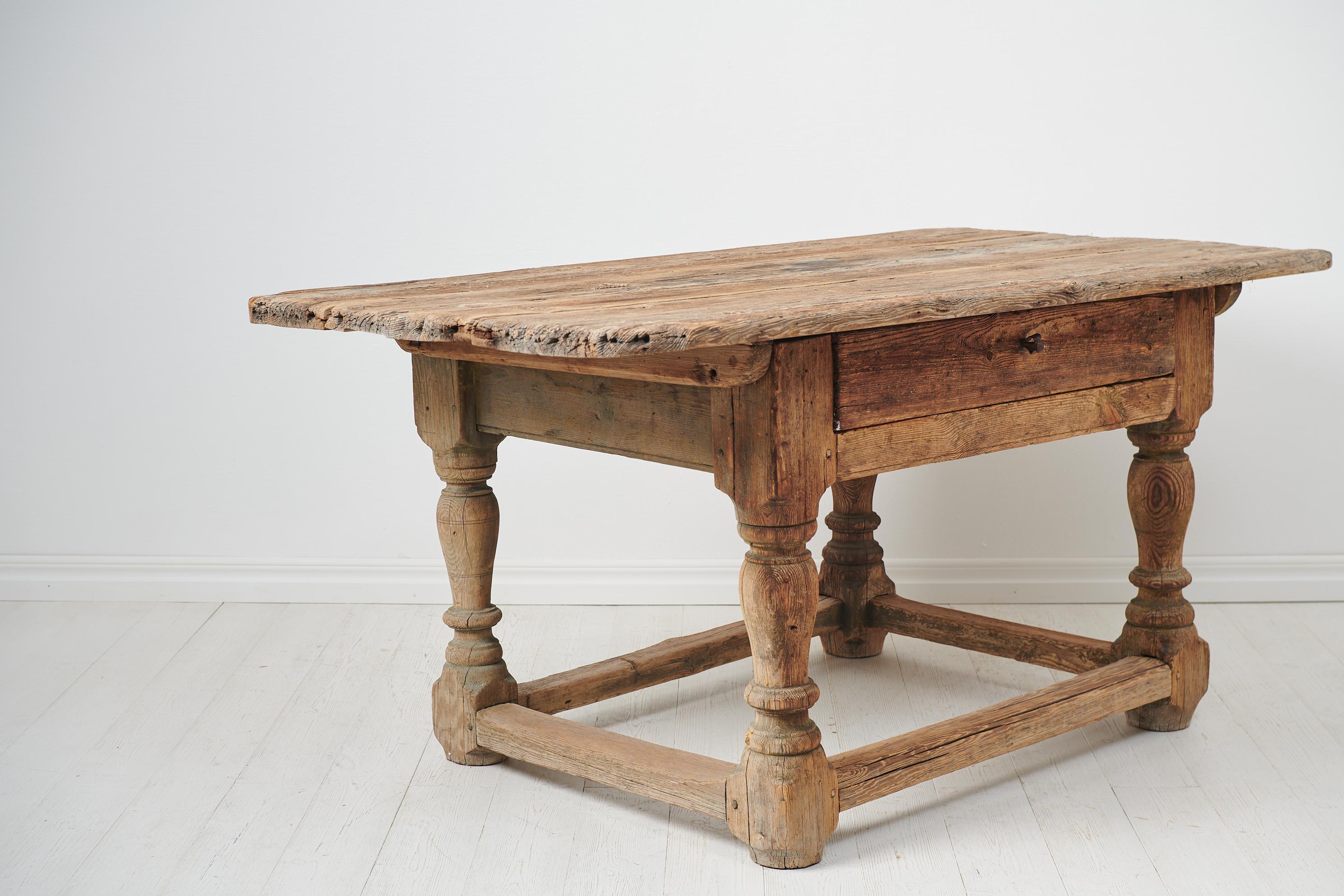 Pine Unique Antique Swedish Rare Baroque Table For Sale