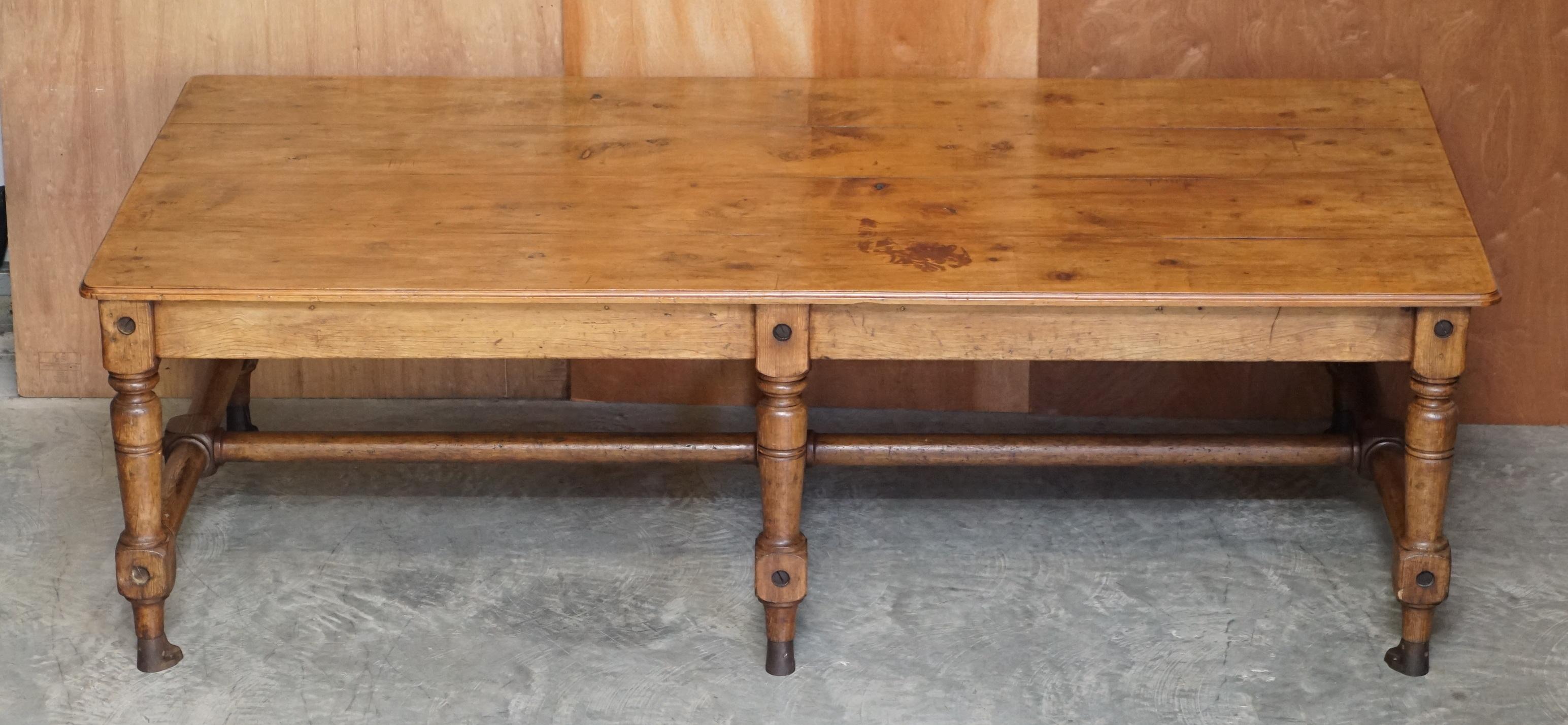 We are delighted to offer for sale this absolutely stunning and very rare original Ships Pitch Pine Refectory dining table with Phosphor Bronze feet and fittings

A truly sublime piece, I have never seen another genuine ship table of this size