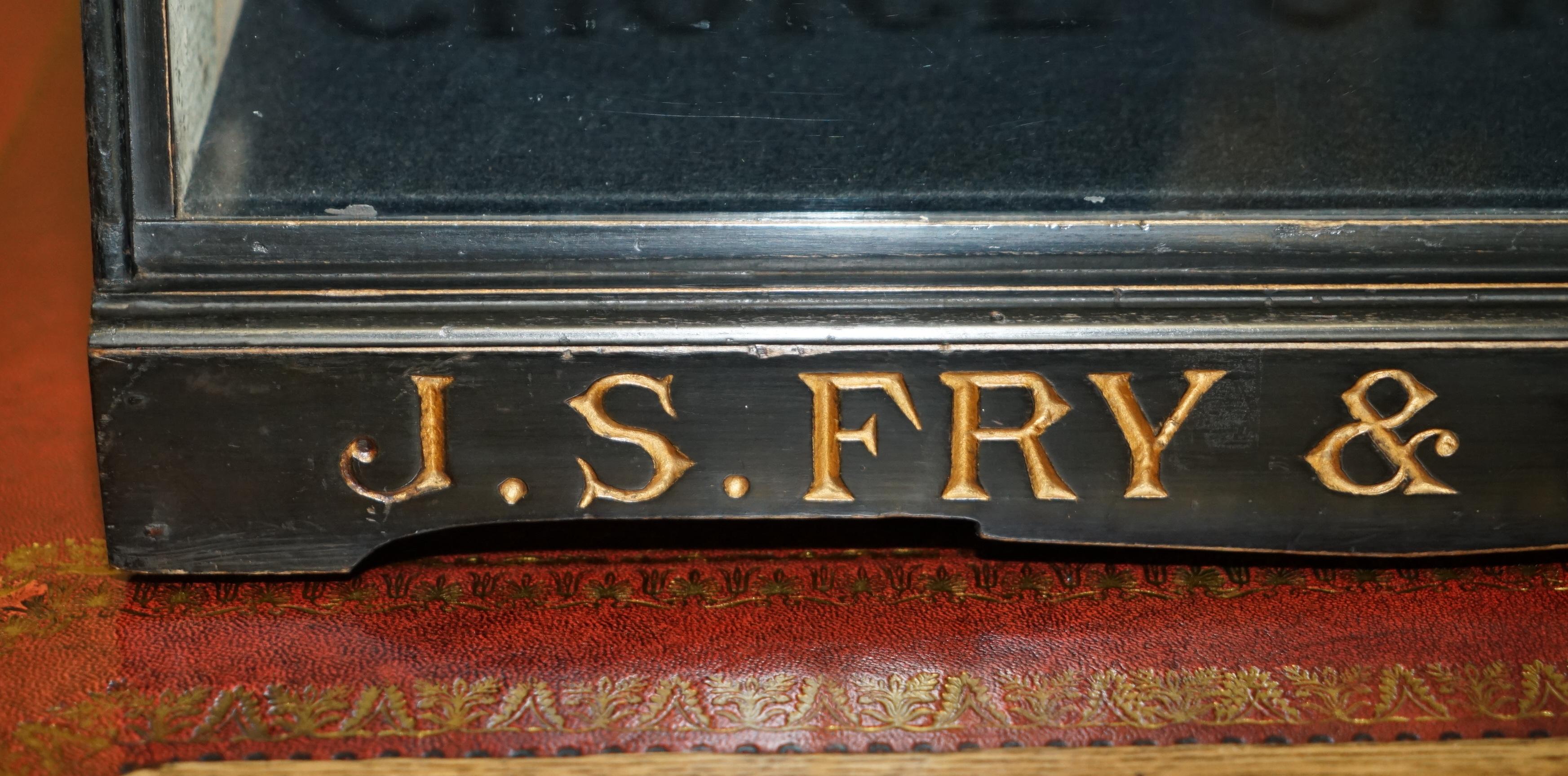 UNIQUE ANTIQUE VICTORIAN FRY's CHOCOLATE ROYAL CREST GLASS DISPLAY CASE CABINET For Sale 8