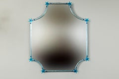 Unique Aquamarine Murano Blown Star Mirror