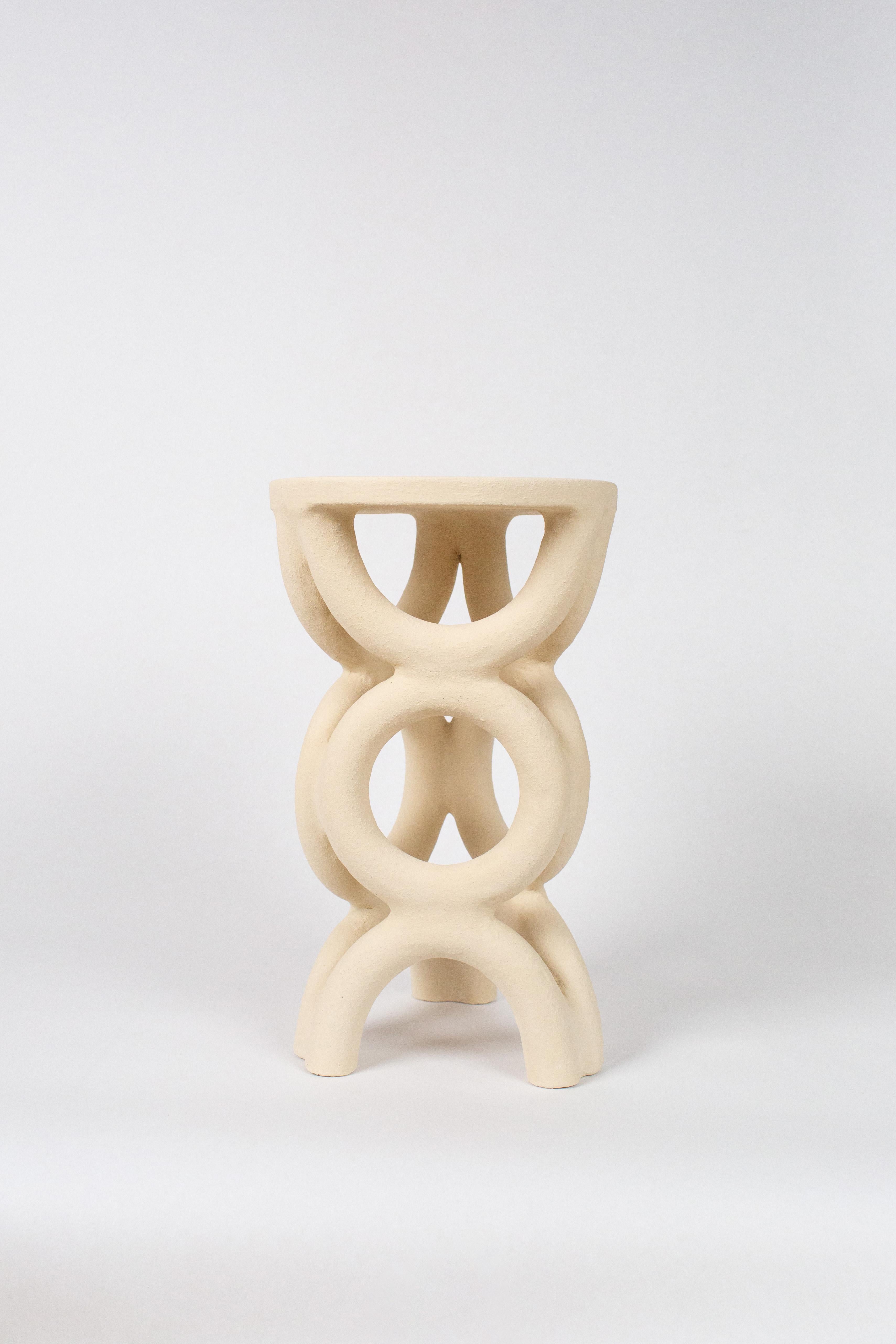 Unique arch circular white stool by Mesut Öztürk
Dimensions:  W 26 x D 26 x H 41 cm
Materials: Stoneware 

