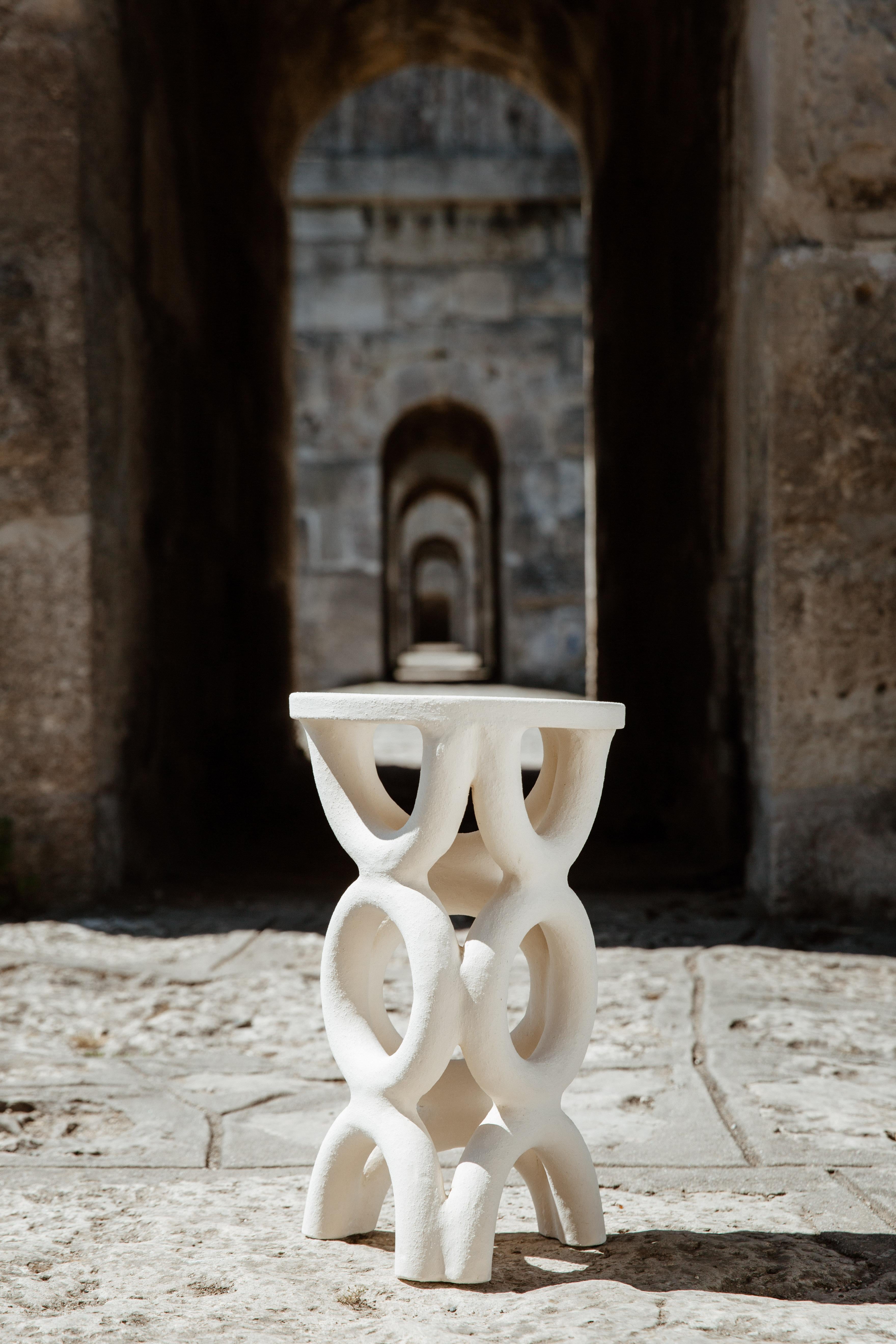 Post-Modern Unique Arch Circular White Stool by Mesut Öztürk For Sale