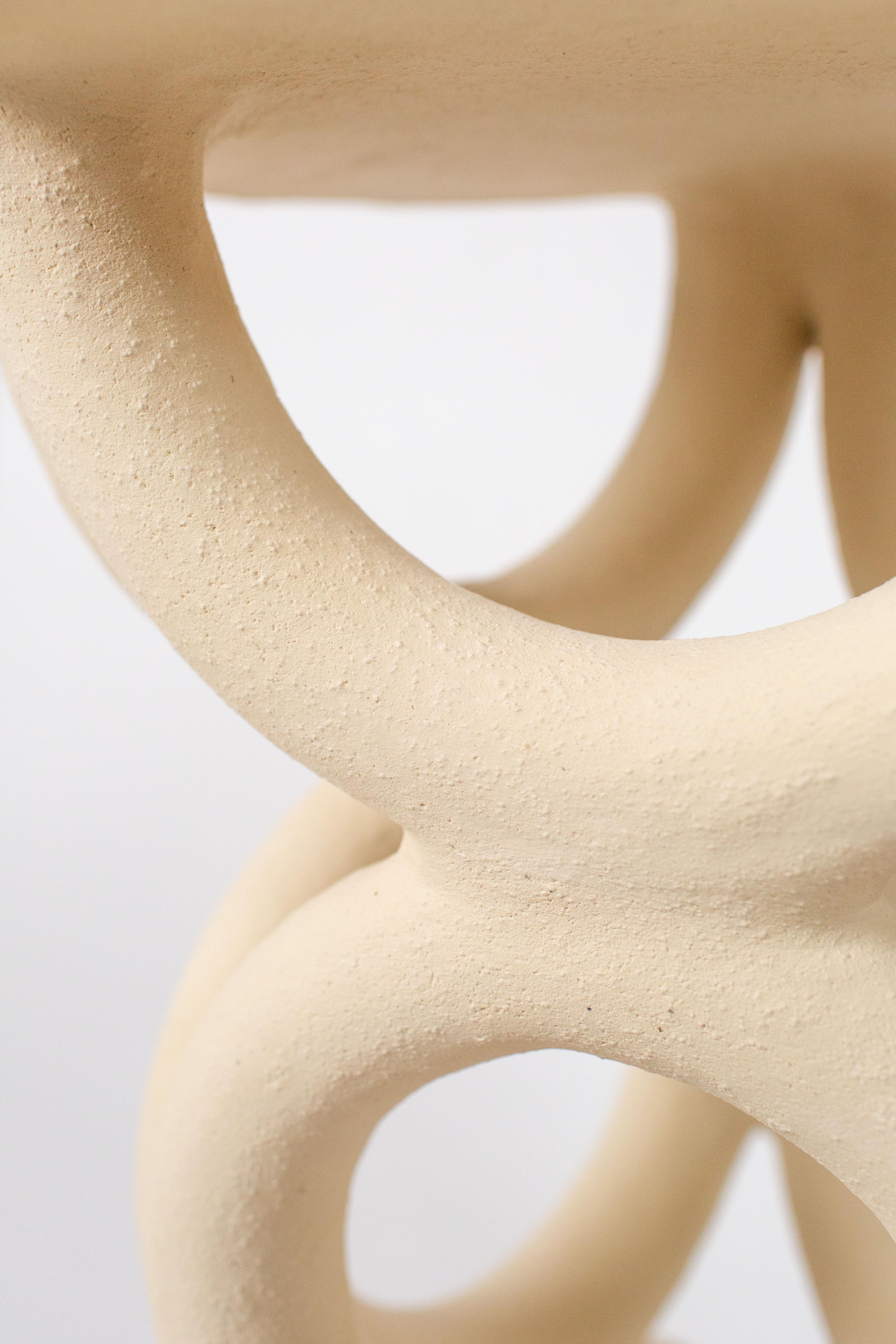 Turkish Unique Arch Circular White Stool by Mesut Öztürk