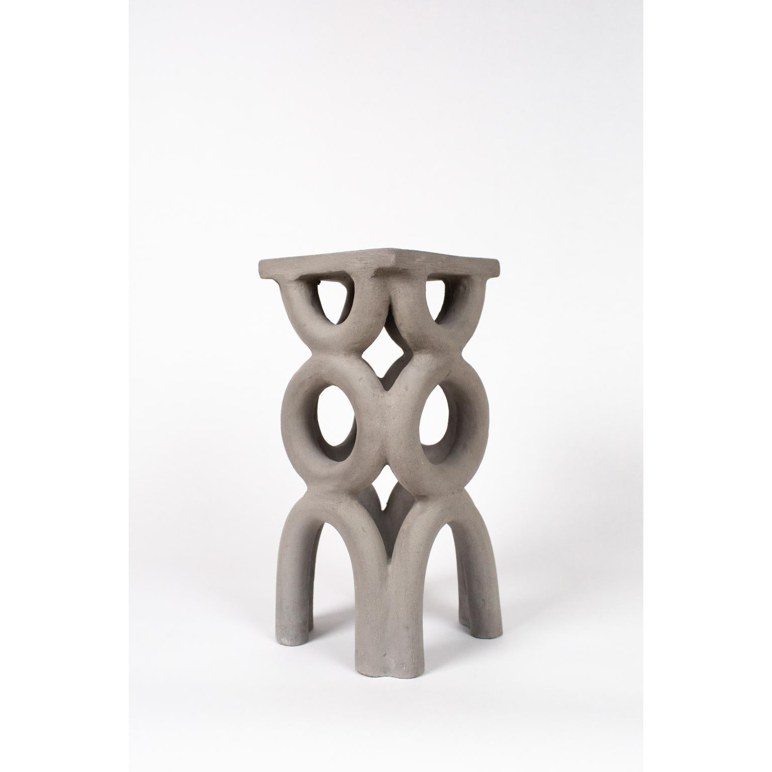 Stoneware Unique Arch Square Stool by Mesut Öztürk For Sale