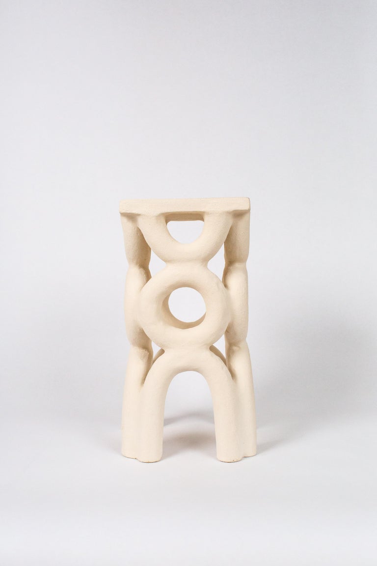 Unique arch square white stool by Mesut Öztürk.
Dimensions:  W 19 x D 19 x  H 40 cm.
Materials: Stoneware.

