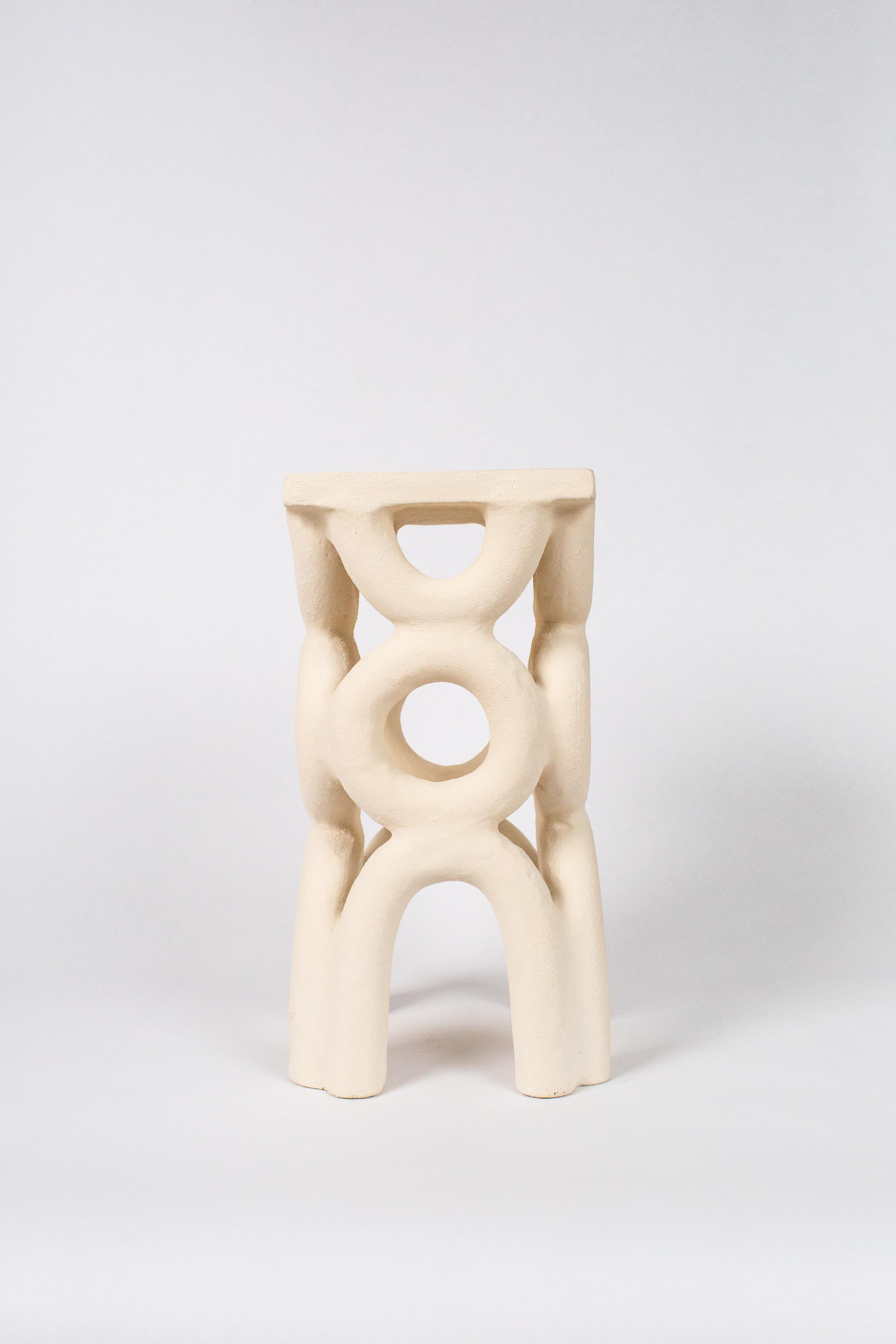 Unique arch square white stool by Mesut Öztürk.
Dimensions:  W 19 x D 19 x  H 40 cm.
Materials: stoneware.

