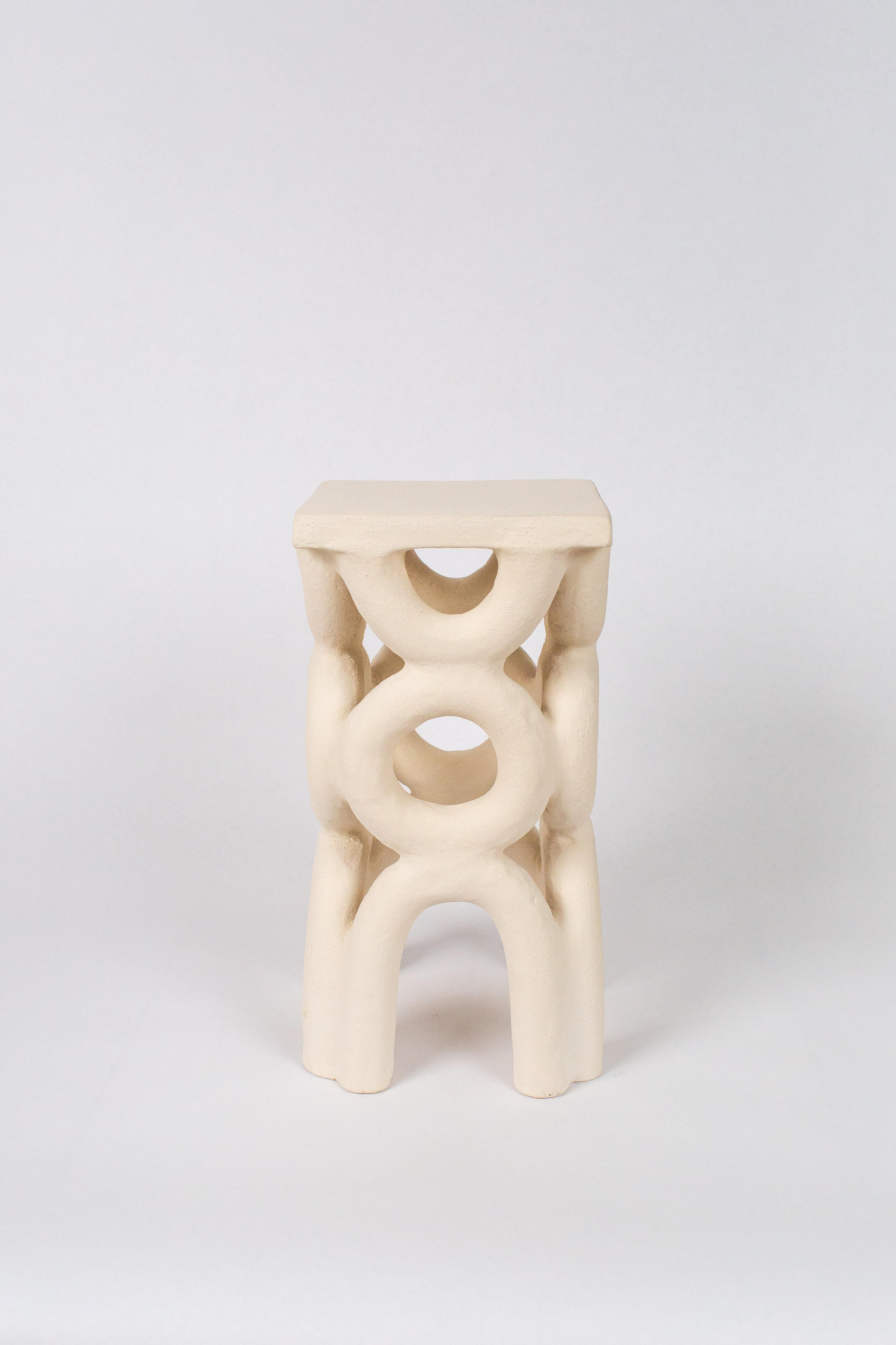 Post-Modern Unique Arch Square White Stool by Mesut Öztürk