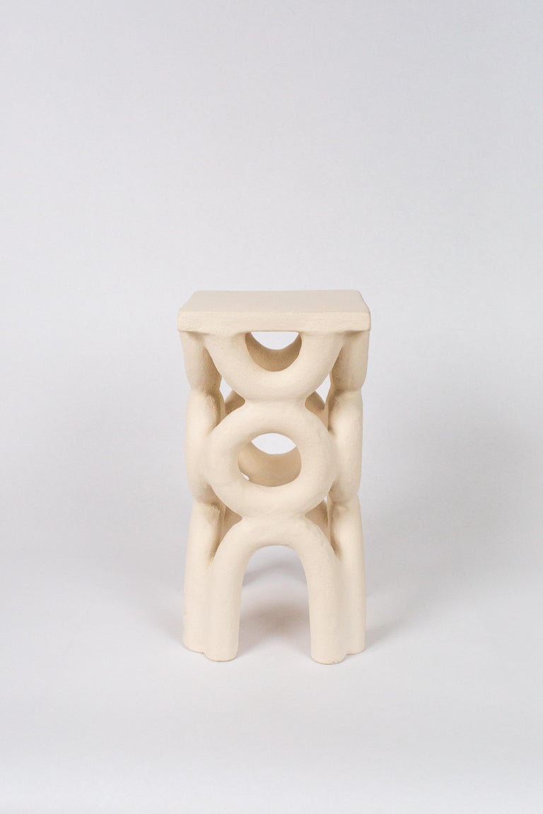 Post-Modern Unique Arch Square White Stool by Mesut Öztürk For Sale