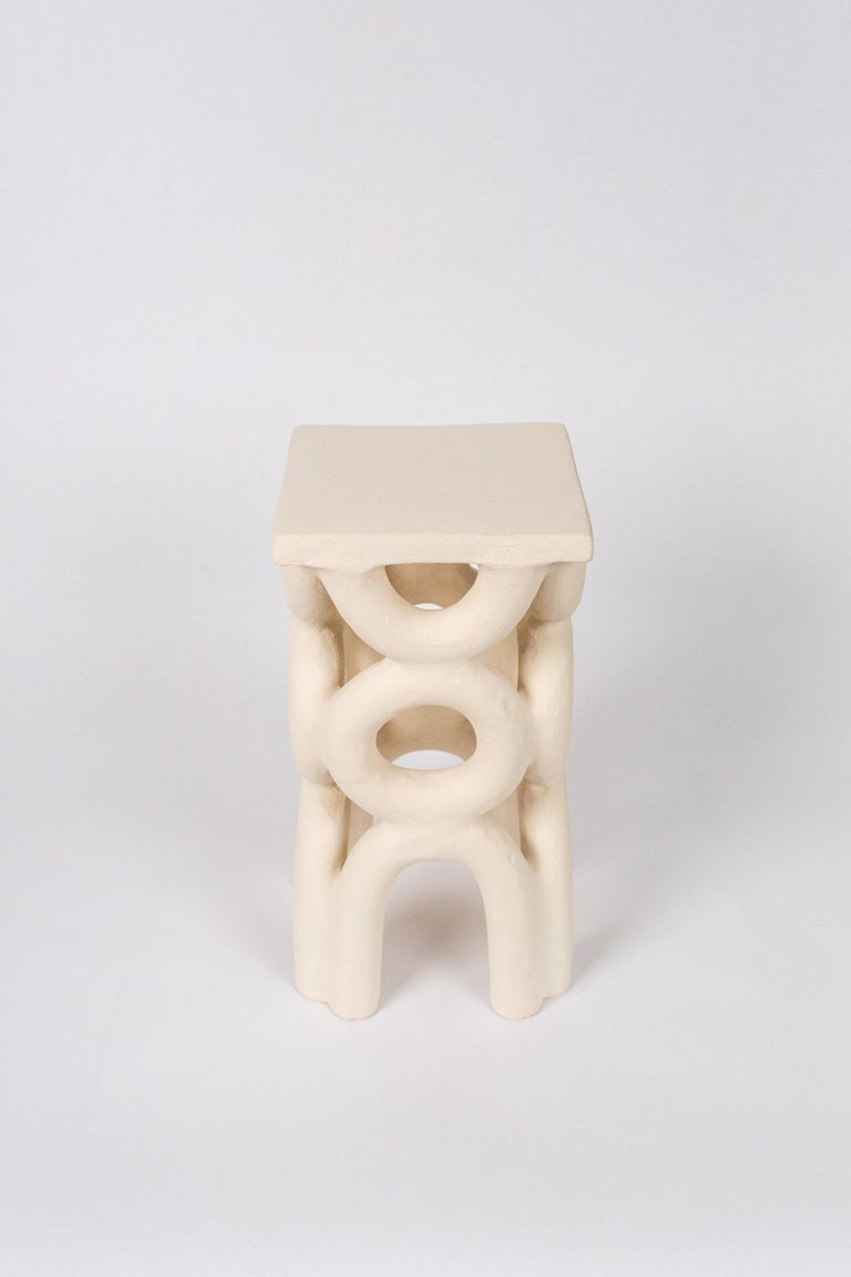 Other Unique Arch Square White Stool by Mesut Öztürk For Sale