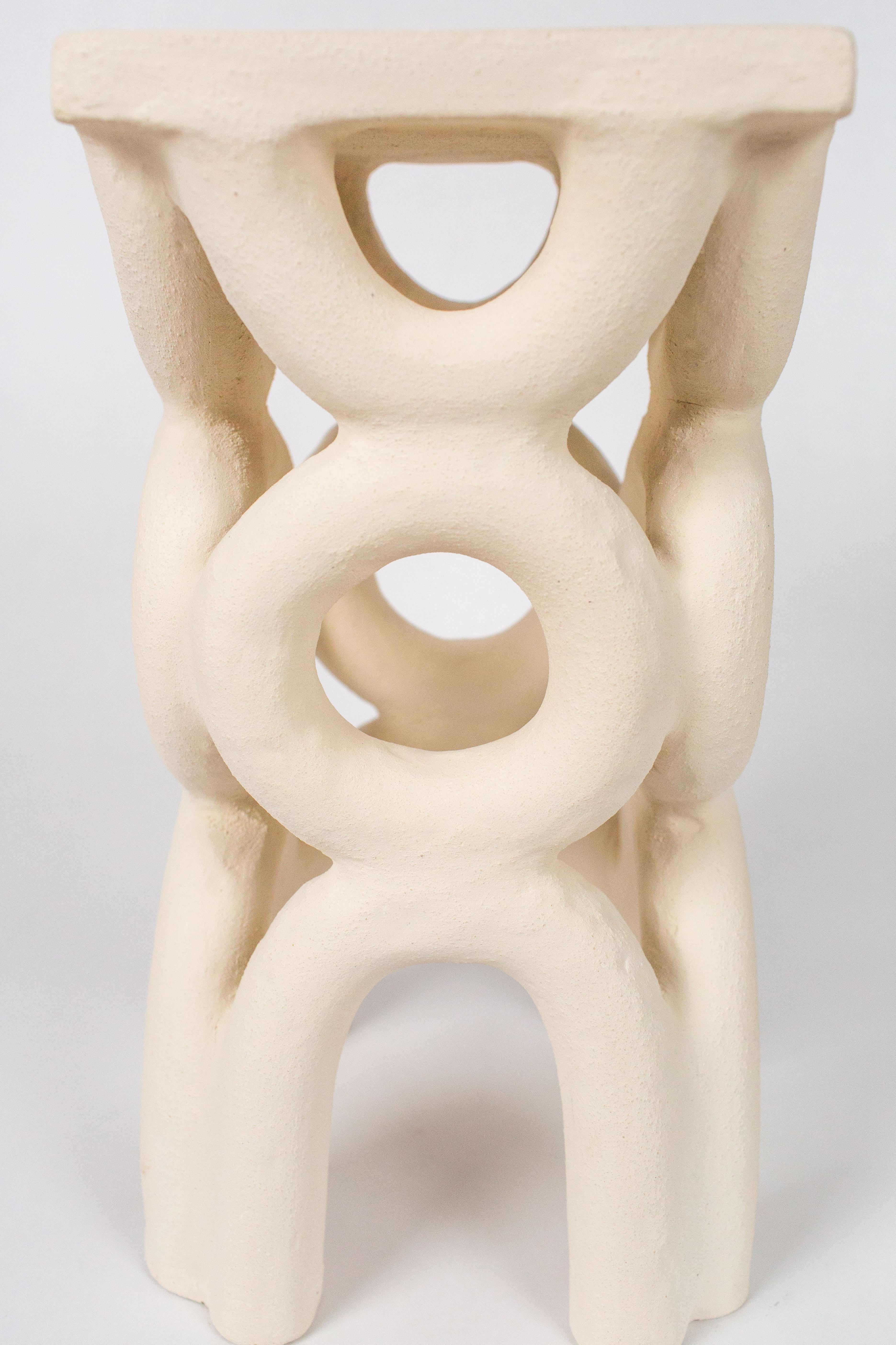 Unique Arch Square White Stool by Mesut Öztürk In New Condition In Geneve, CH