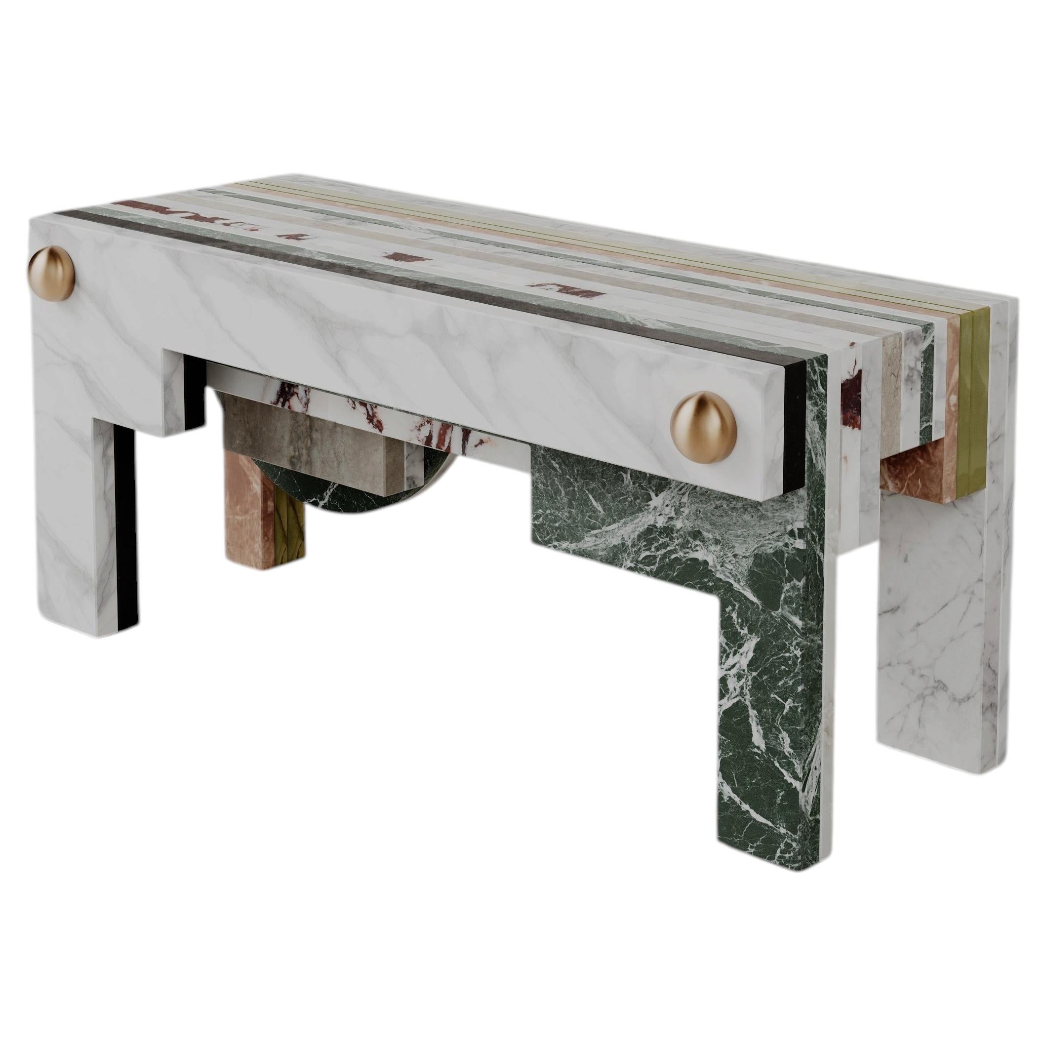 Unique Architectural Layered Marble Stone Strata Bench By Esther Knopfler