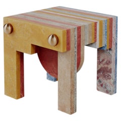 Unique Architectural Layered Marble Stone Strata Stool By Esther Knopfler