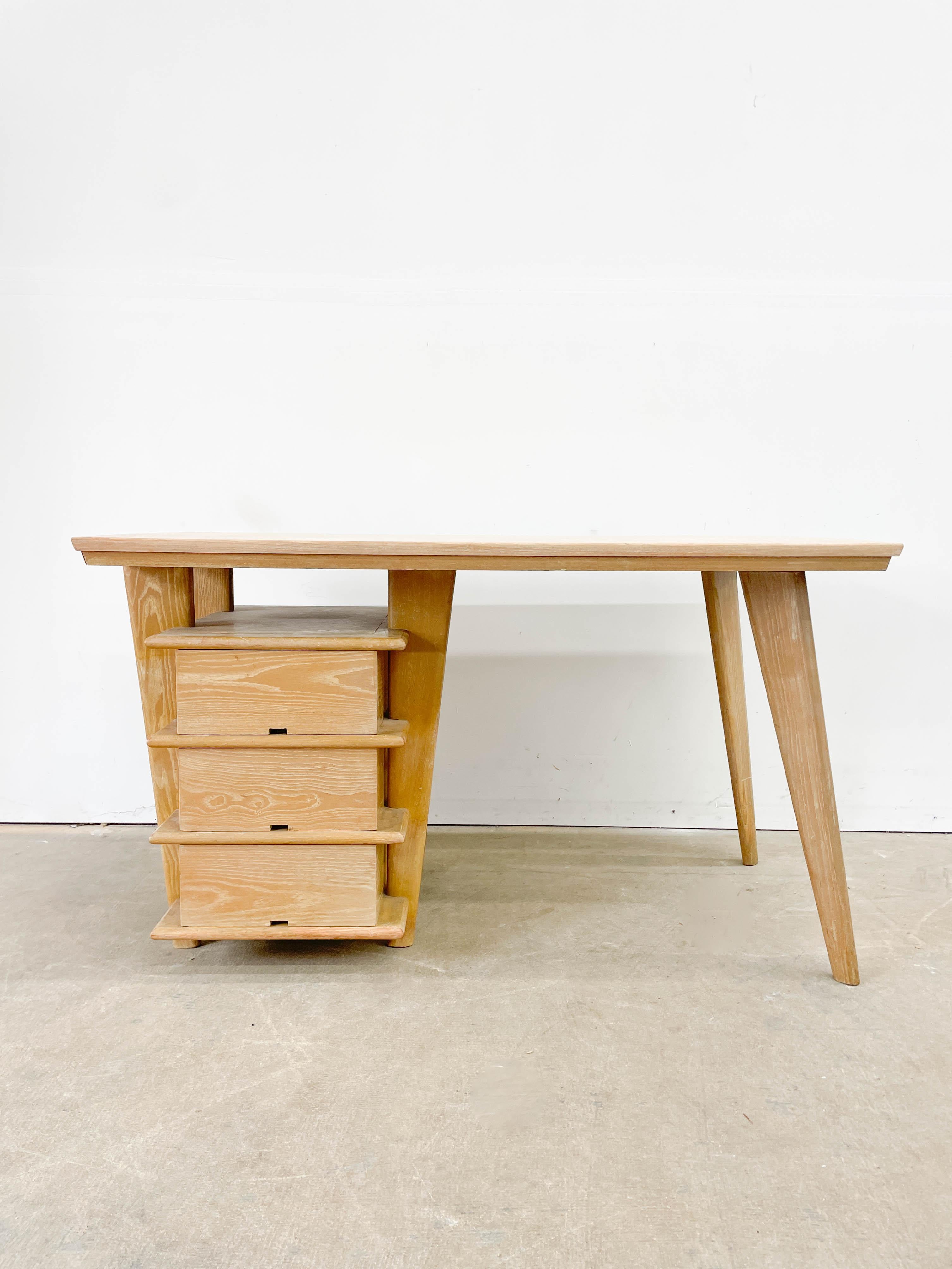 Unique Architectural Limed Oak Desk For Sale 4