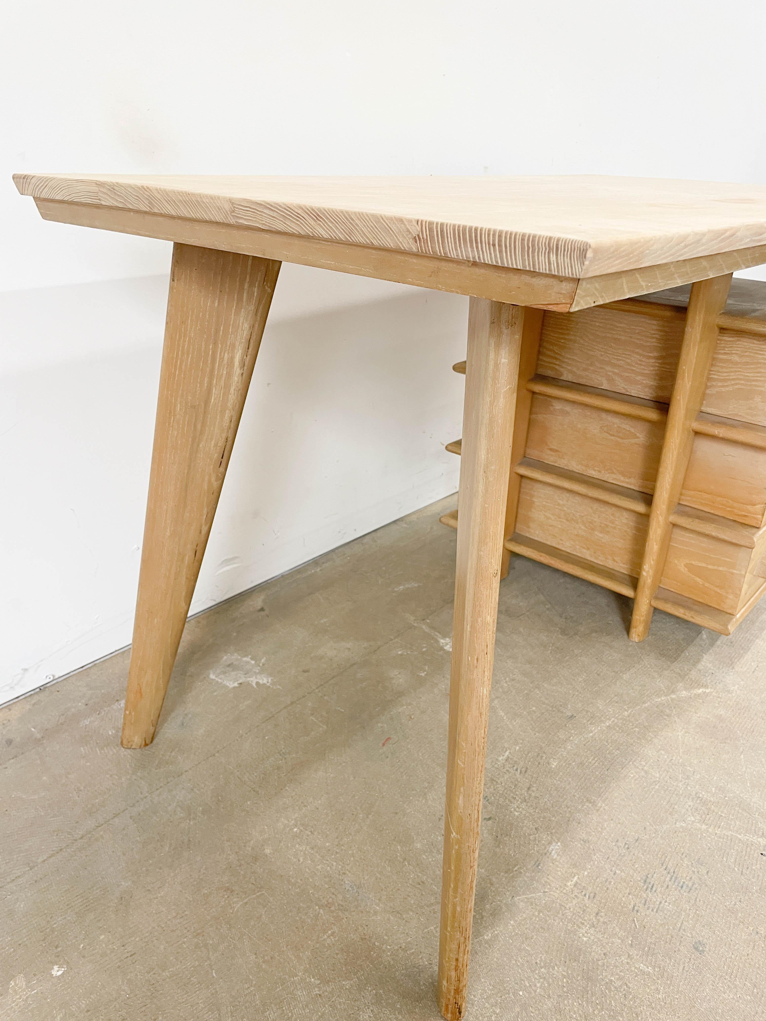 Unique Architectural Limed Oak Desk For Sale 3
