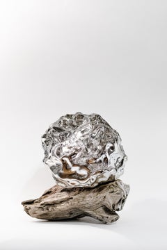 Einzigartige Skulptur Nr. 1 aus der „Arctic Circle“-Serie aus Glas und Treibholz von Szkło Studio