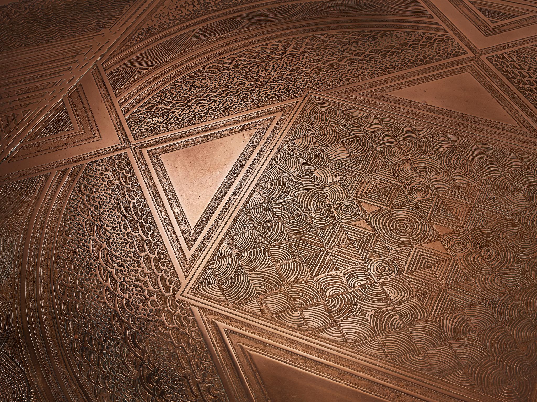 Unique Armand Jonckers Coffee Table in Green Resin and Copper en vente 4