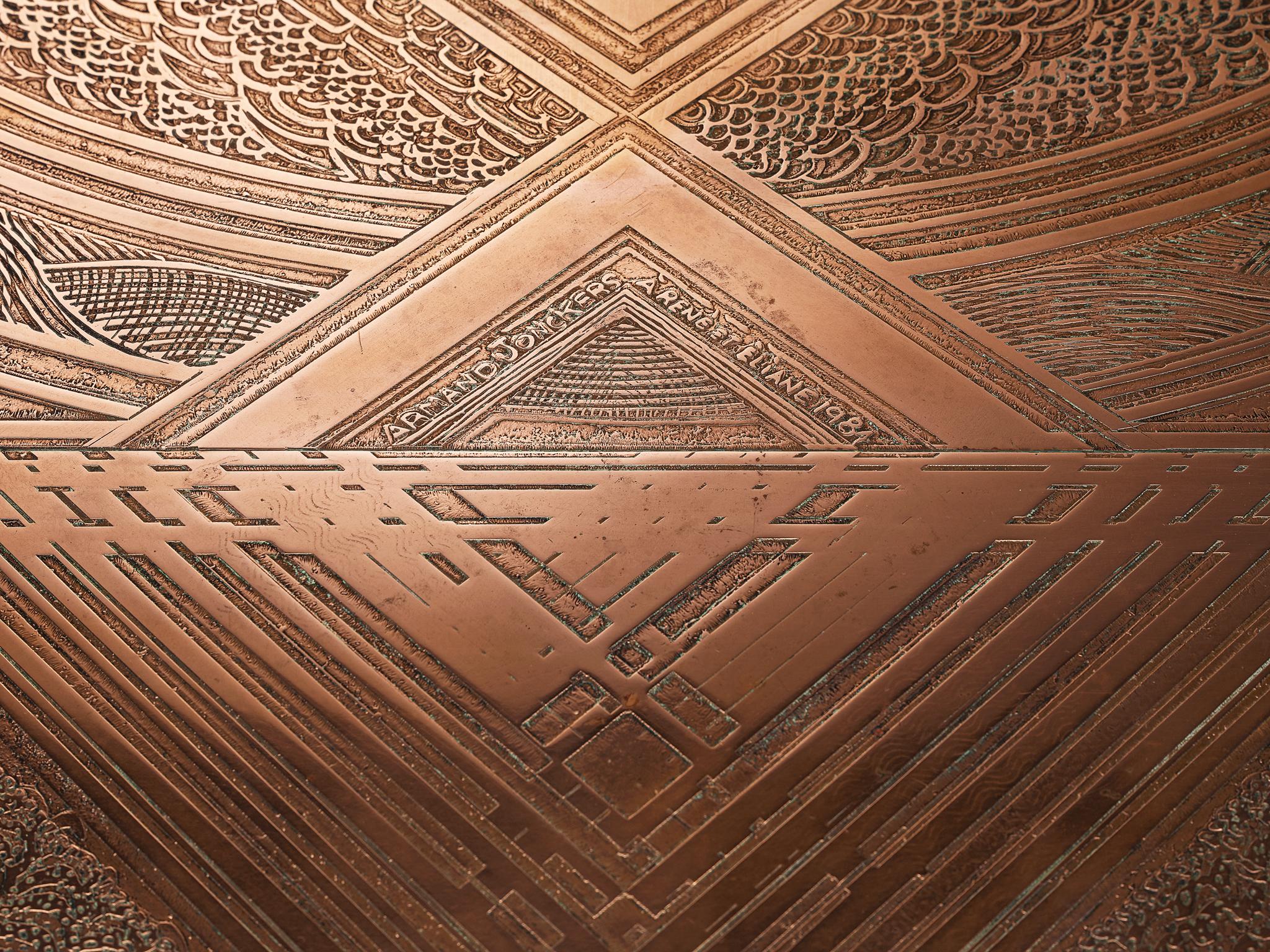 Unique Armand Jonckers Coffee Table in Green Resin and Copper Bon état - En vente à Waalwijk, NL