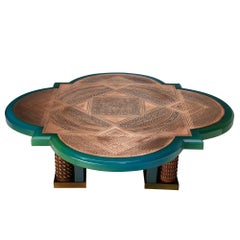 Unique Armand Jonckers Coffee Table in Green Resin and Copper