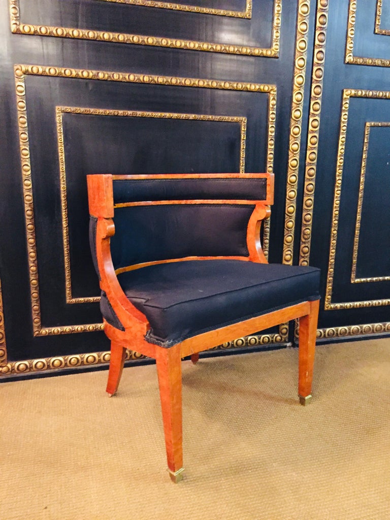 Unique Armchair with Wide Rounds Lean antique Biedermeier Style maple veneer For Sale 5