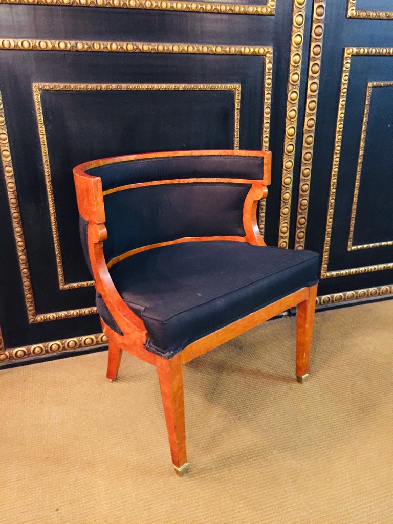 Unique Armchair with Wide Rounds Lean antique Biedermeier Style maple veneer For Sale 6