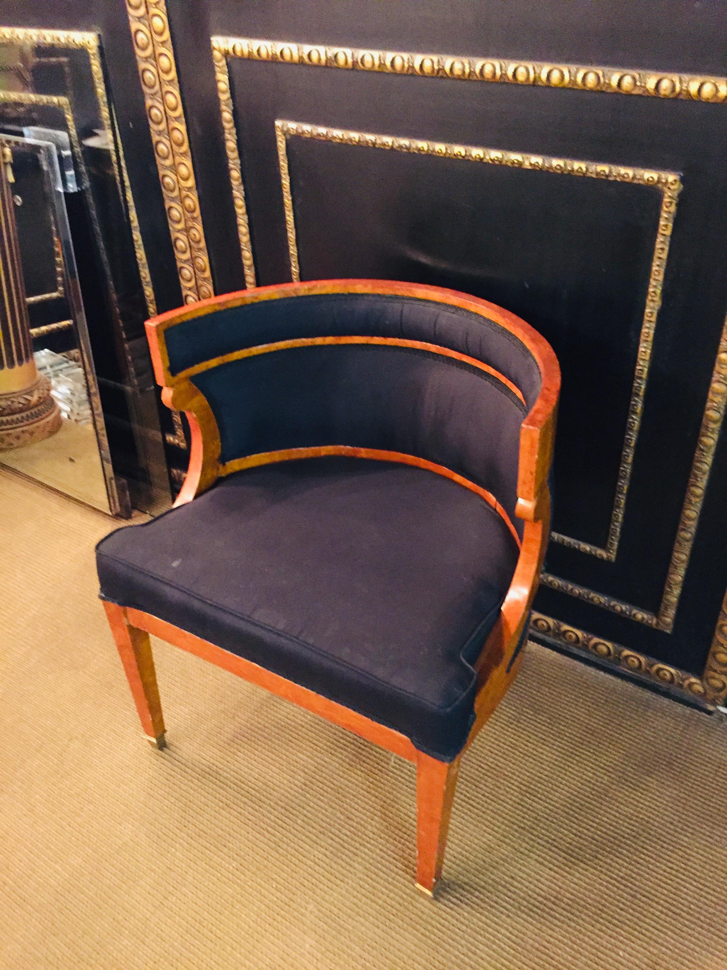 Unique Armchair with Wide Rounds Lean in antique  Biedermeier Style maple veneer 9