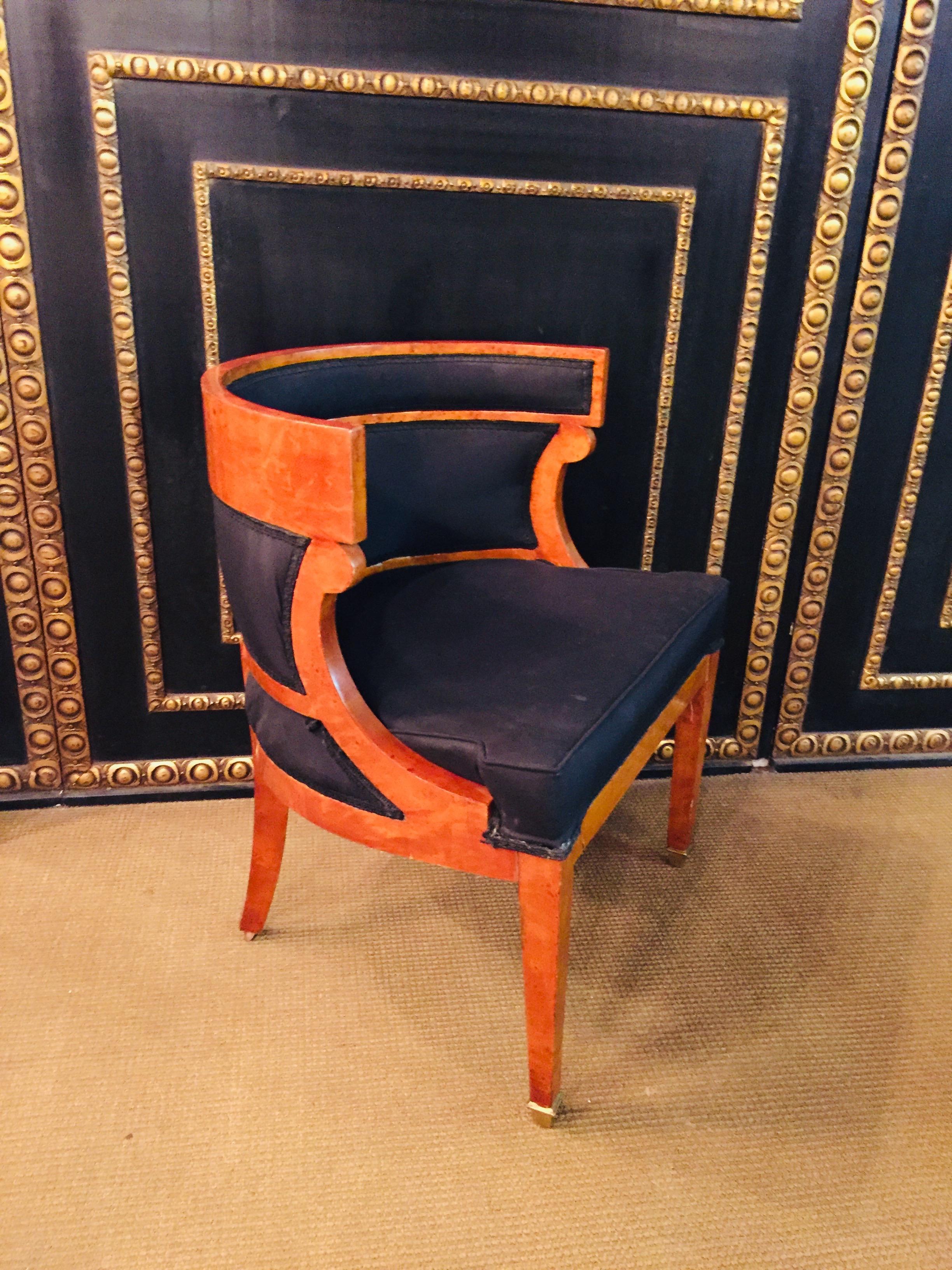 Unique Armchair with Wide Rounds Lean in antique  Biedermeier Style maple veneer 10