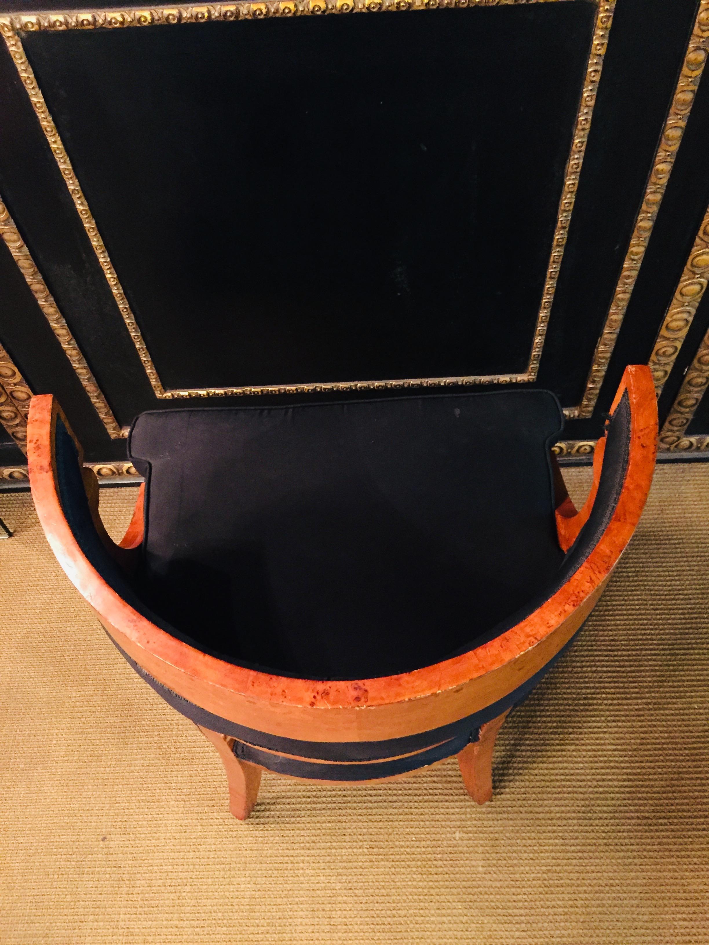 Unique Armchair with Wide Rounds Lean in antique  Biedermeier Style maple veneer 13
