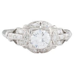 Einzigartiger Art-Déco-Verlobungsring aus Platin mit 0,97 Karat Diamant, ca. 1920er Jahre