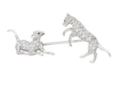 Unique Art Deco 1.25 Carat Diamond Sapphire Platinum Animal Jabot Pin