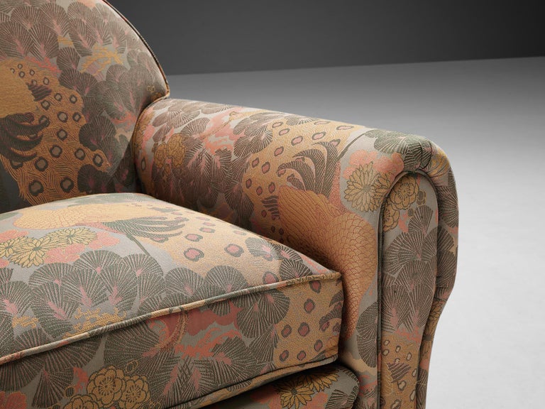 Mid-20th Century Unique Art Deco Armchair in Botanical Upholstery  For Sale