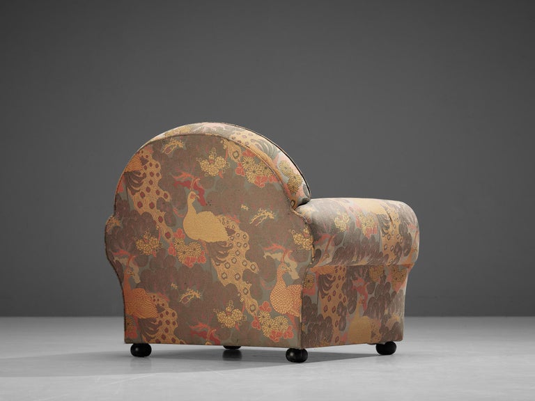 Fabric Unique Art Deco Armchair in Botanical Upholstery  For Sale