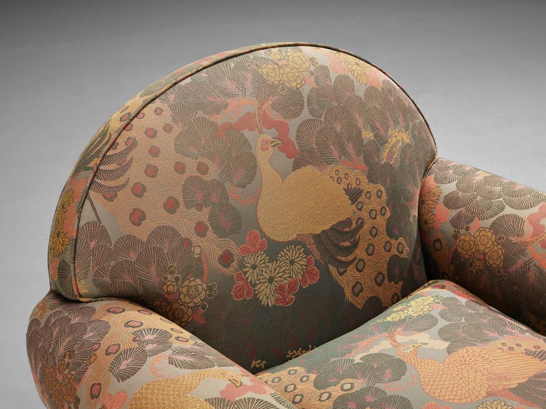 Unique Art Deco Armchair in Botanical Upholstery  For Sale 1