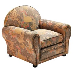 Unique Art Deco Armchair in Botanical Upholstery 
