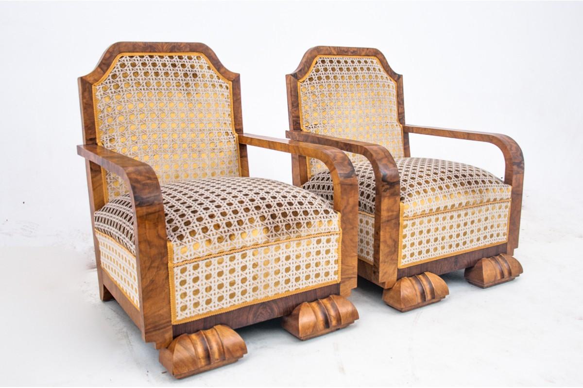 Unique Art Deco armchairs, France, 1930s. In Excellent Condition For Sale In Chorzów, PL
