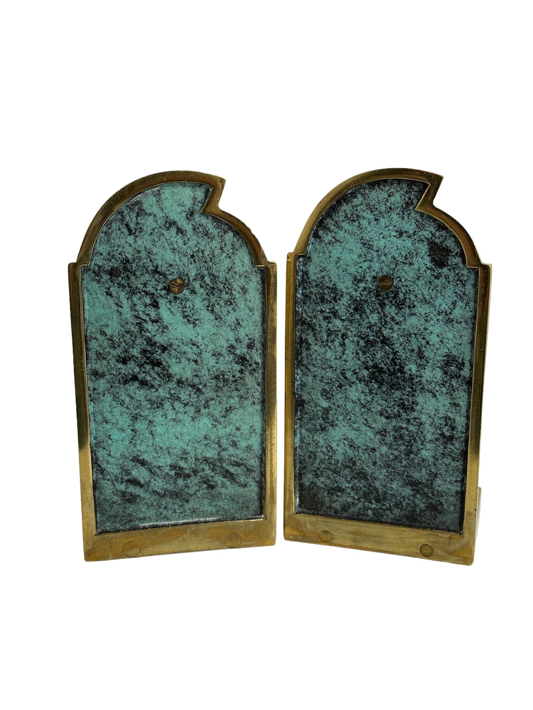 Austrian Unique Art Deco Bronze Brass Pair of Bookends, Mid Century Modern Austria 1950s For Sale