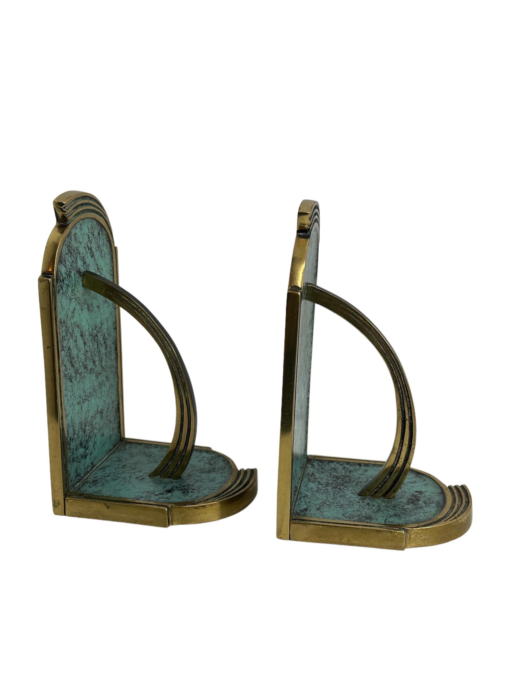 Unique Art Deco Bronze Brass Pair of Bookends, Mid Century Modern Austria 1950s In Good Condition For Sale In Nuernberg, DE
