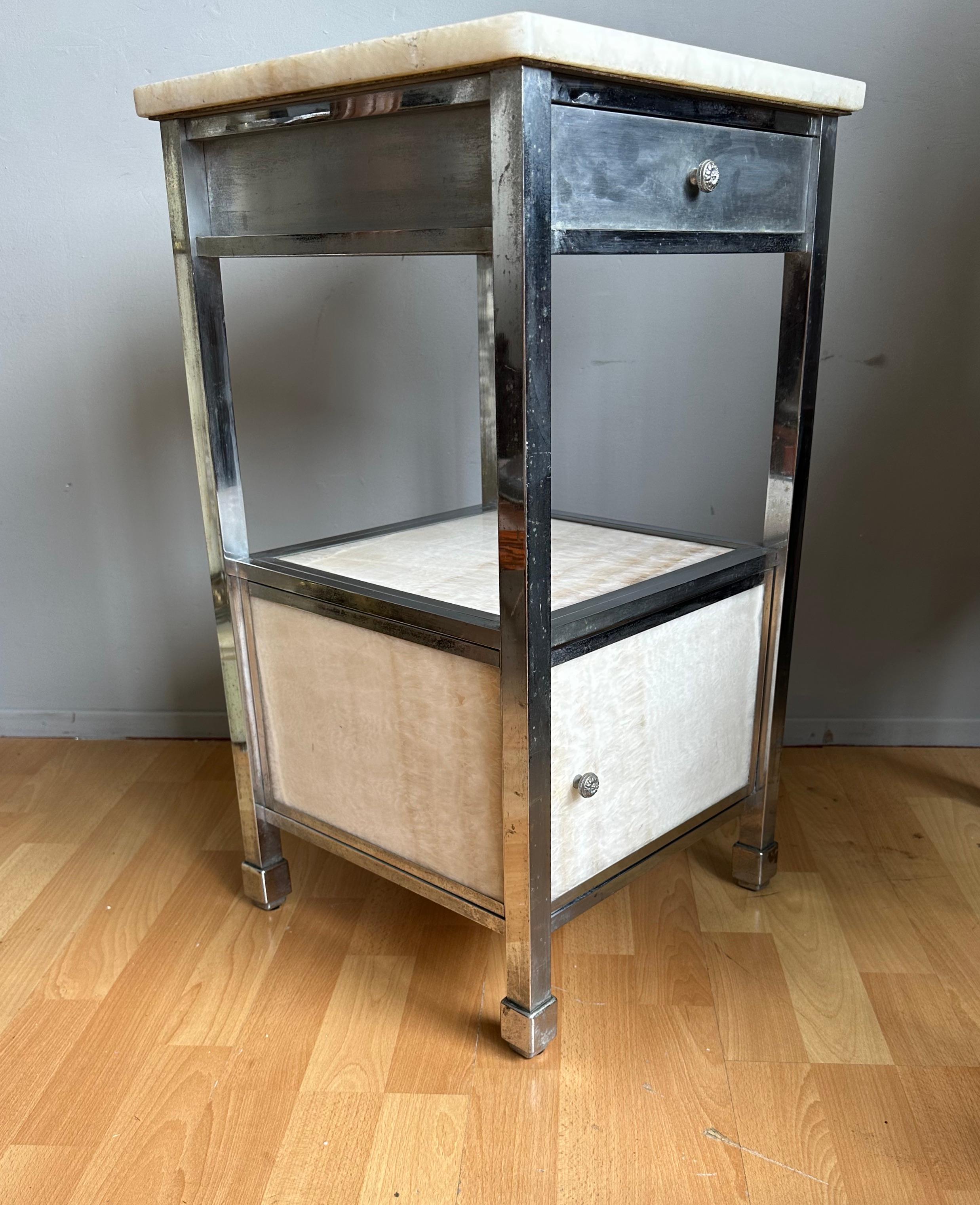 Unique Art Deco Chrome and Onyx Bedside Table, Nightstand, Hall / Kitchen Stand 9