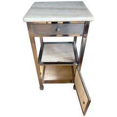 Unique Art Deco Chrome and Onyx Bedside Table, Nightstand, Hall / Kitchen Stand