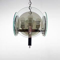 Lampadario in vetro e cromo Art Deco unico nel suo genere, anni '20