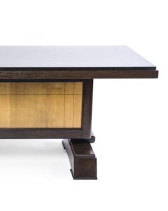 Unique Art Deco Dining Table in Tiger Oak by Alfred Porteneuve