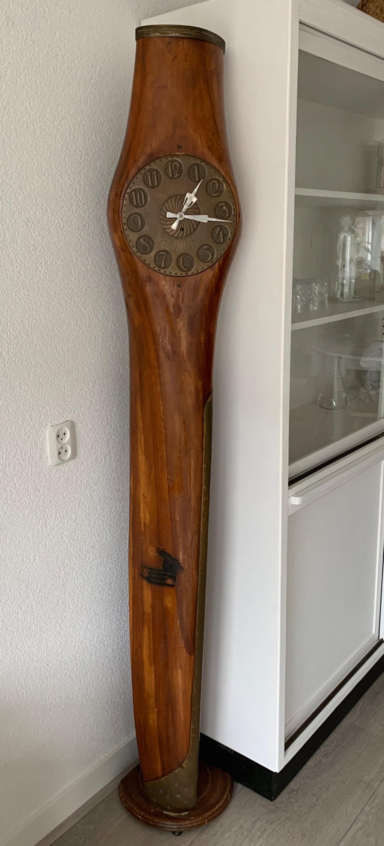 Unique Art Deco Era, Wooden Industrial Airplane Propeller Grandfather