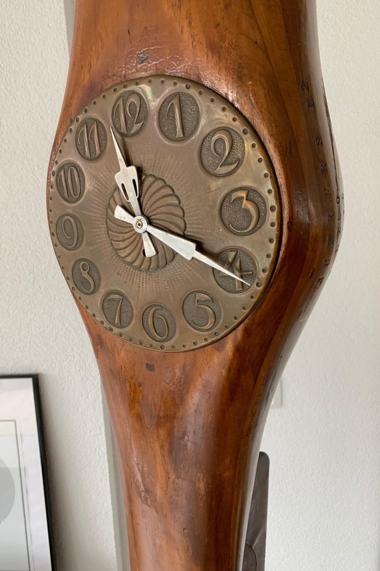 Unique Art Deco Era, Wooden Industrial Airplane Propeller Grandfather