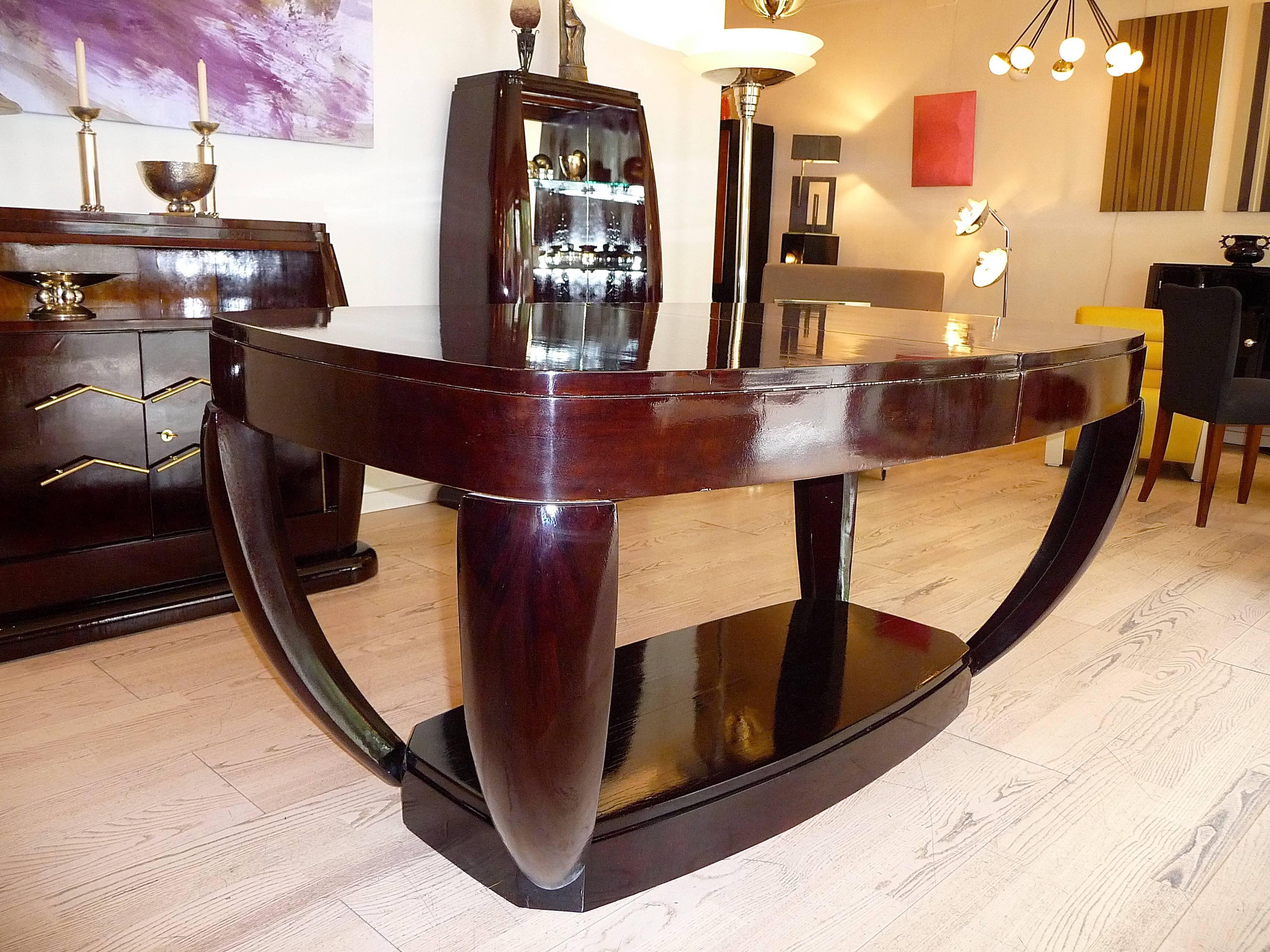 Unique Art Deco Extendable Table by Hubert Martin and Ploquin and Six Chairs For Sale 1