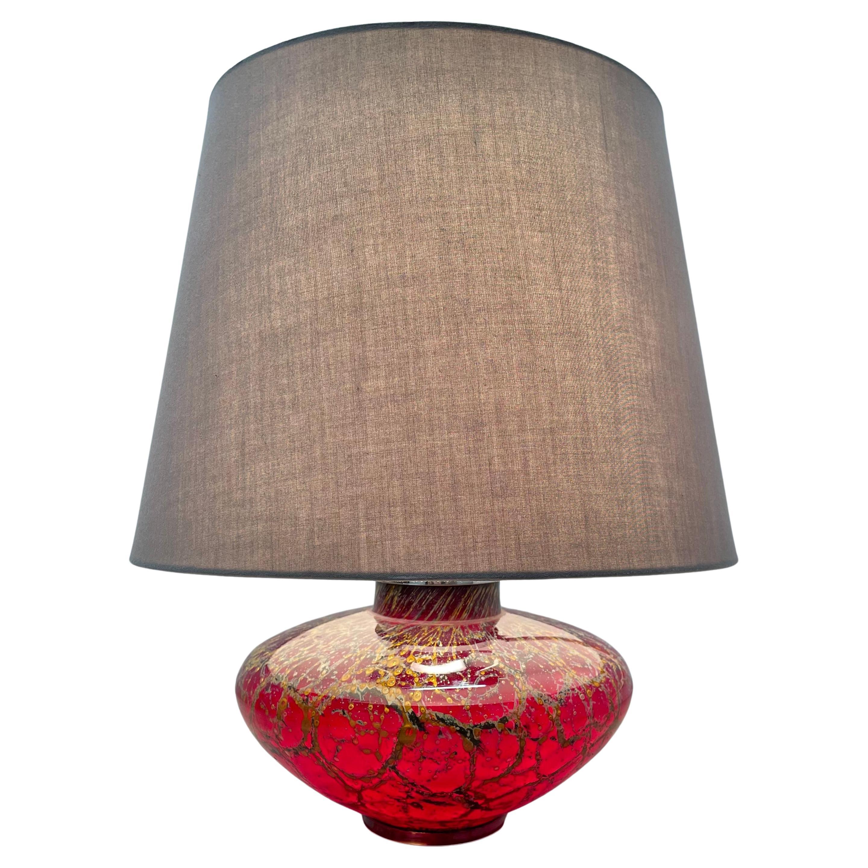 unica base per lampada da tavolo in vetro art deco IKORA di Karl Wiedmann Ikora, Germania anni '50 in vendita
